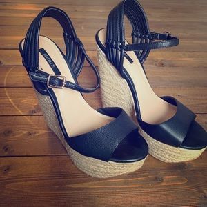Forever 21 Black Ankle Strap Wedges